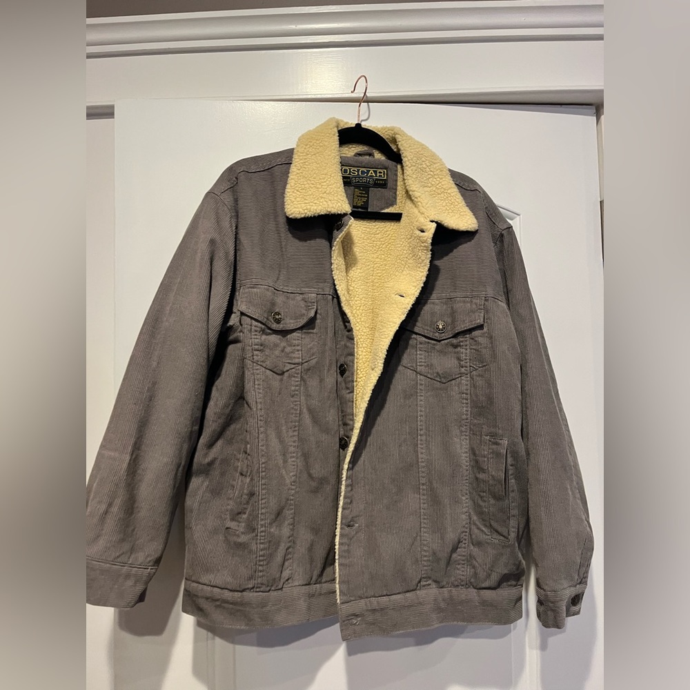 Oscar sport mens Sherpa corduroy trucker jacket size large
